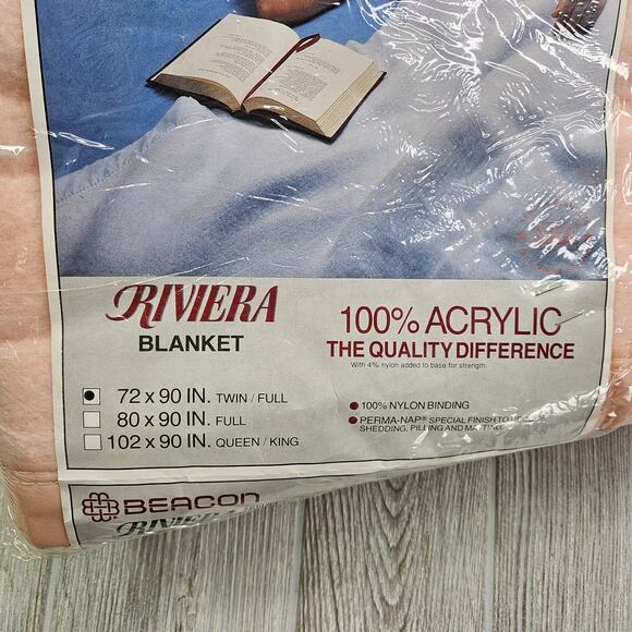 Vintage Beacon‎ Riviera Pink Blanket 72x90 Twin / Full NOS Made In USA - Picture 2 of 4
